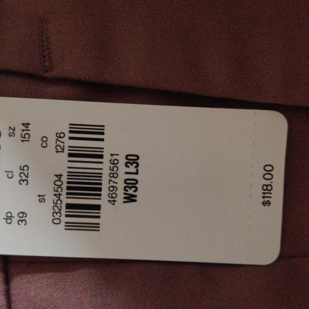 EXPRESS Extra Slim Dress Pants Mens 30x30 Dusty Red Cotton Blend Hyper Stretch - Picture 8 of 8